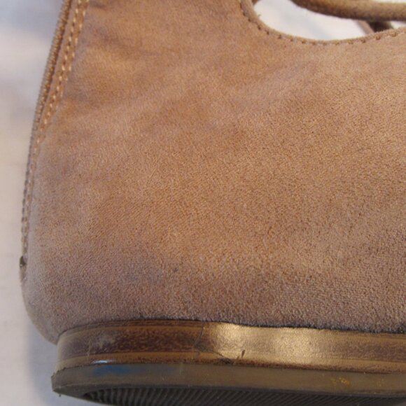 Nine West Beige Lace Up Tie Back Zip Sign Me Up Faux Suede Ballet Flats Size 6M - Picture 7 of 11